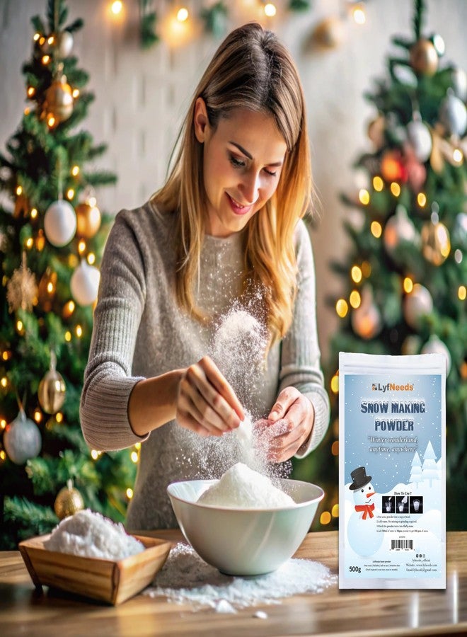 LyfNeeds Artificial Instant Snow Making Powder (500g) - Perfect for Christmas, Winter Décor & Holiday Parties - Image 2
